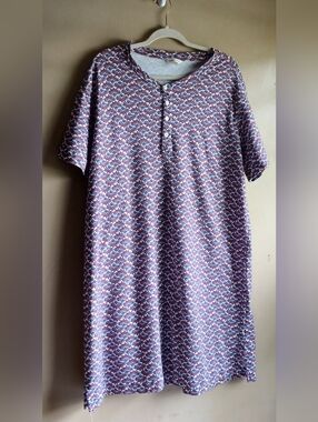 VERA BRADLEY Henley Night Pajama Dress Cotton In Sz L
